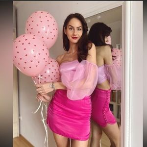 Zara Pink Combination Organza Top